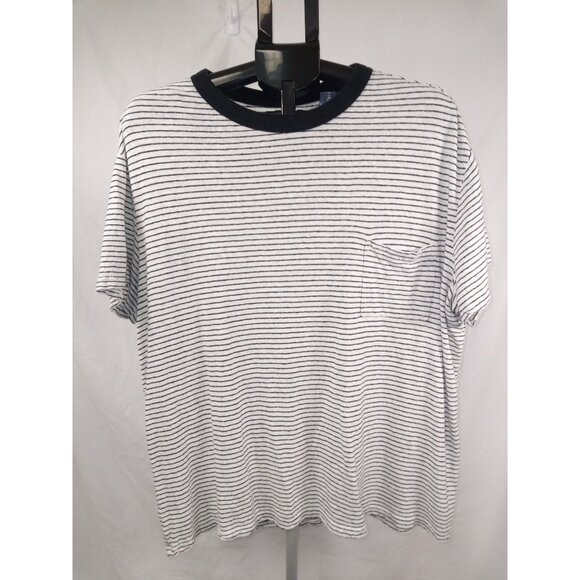 Goodfellow and Co. Men's White/Black Short Sleeve Striped Shirt Size XXL - Picture 1 of 6